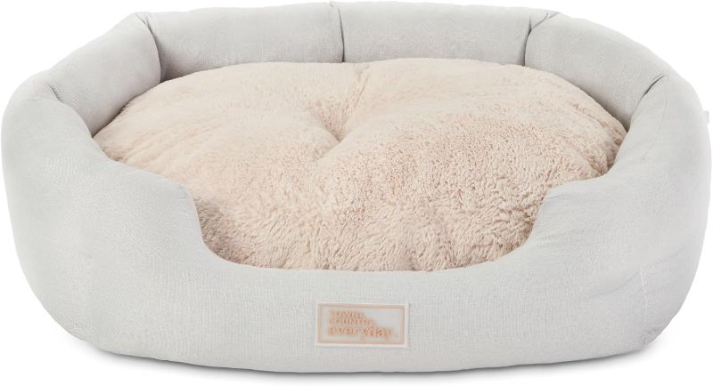 Photo 1 of  CuddleTown Faux Linen Comfy Cozy Cuddler Pet Bed, Supportive & Calming Egg Crate Foam, Water Repellent, Non-Slip Bottom