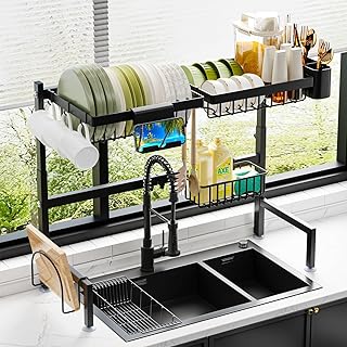 Photo 1 of ADBIU Over The Sink Dish Drying Rack (Expandable Height and Length) Snap-On Design 2 Tier Large Dish Rack ***item not exact to stock photo***