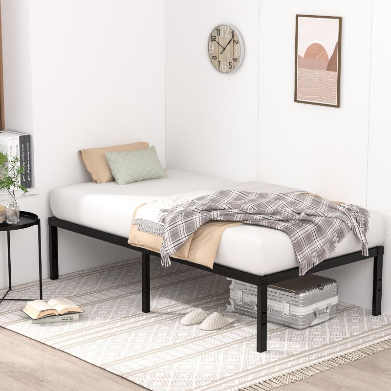 Photo 1 of 16 Inch Twin Bed Frame, Metal Platform Bed Frame with Steel Slats, Storage Space Under Frame, Easy to Assemble, No Box Spring Needed
