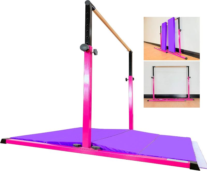 Photo 1 of 4FT/5FT Gymnastic Bar Set Gymnastics Horizontal Bar Gymnastics Kip Bar for Kids Home Use