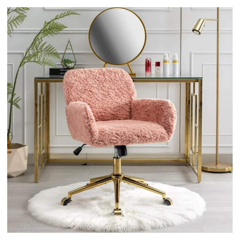 Photo 1 of ***THE CHAIR IS SIMILAR TO THE IMAGE****Vanity Chair Desk Chair Small Home Office Makeup Adjustable Swivel Chair Cute Chair Shell Shaped with Golden Metal Legs for Bedroom Makeup Living Room