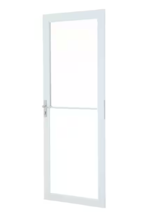 Photo 1 of 2000 Series 30 in. x 80 in. White Universal Full View Retractable Aluminum Storm Door with Nickel Hardware