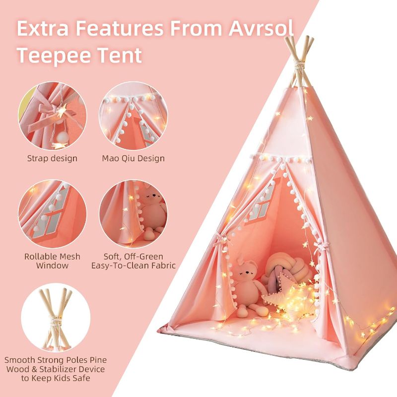 Photo 1 of  tent for kids with airbed string lights
color-pink