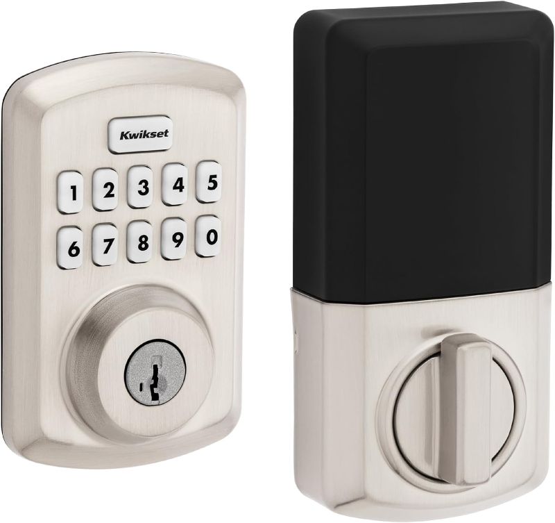 Photo 1 of ***(dont work spins but doesnt unlock)***
Kwikset Powerbolt 250 10-Button Keypad Satin Nickel Transitional Electronic Deadbolt Door Lock, Featuring Convenient keyless Entry, Customizable User Codes and auto Locking