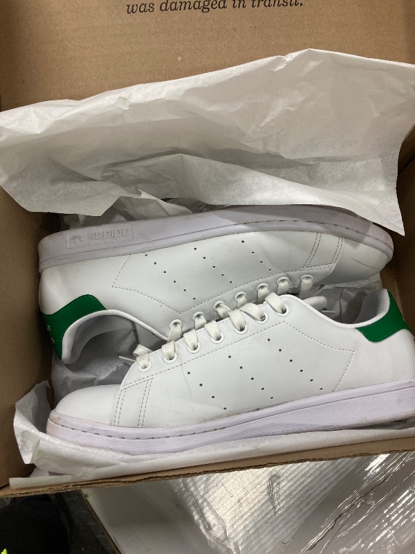 Photo 2 of adidas Originals Men's Stan Smith (End Plastic Waste) Sneaker, White/White/Green, 9