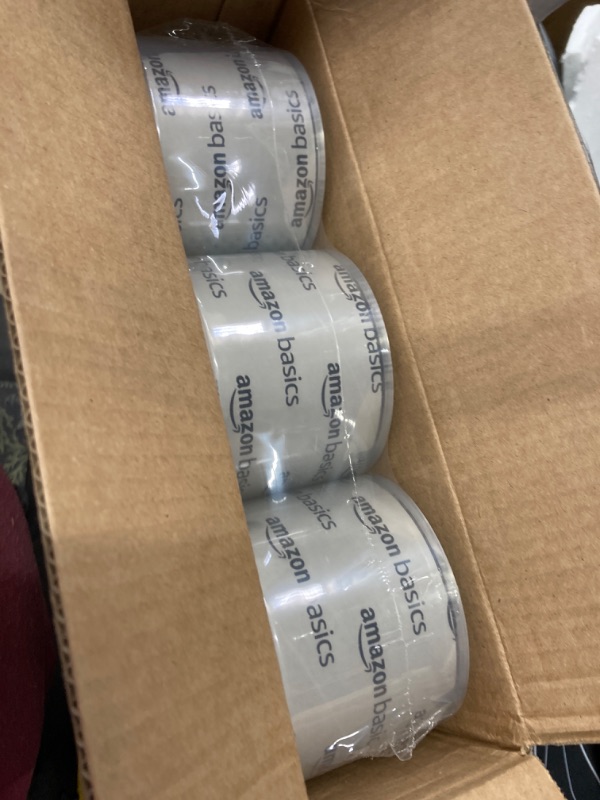 Photo 1 of Amazon Basics Extra-Wide Packing Tape, Designed for Moving, Storage and Packing, Shipping and Mailing, Extra-Wide: 2.83"W, Crystal Clear, 6-Pack