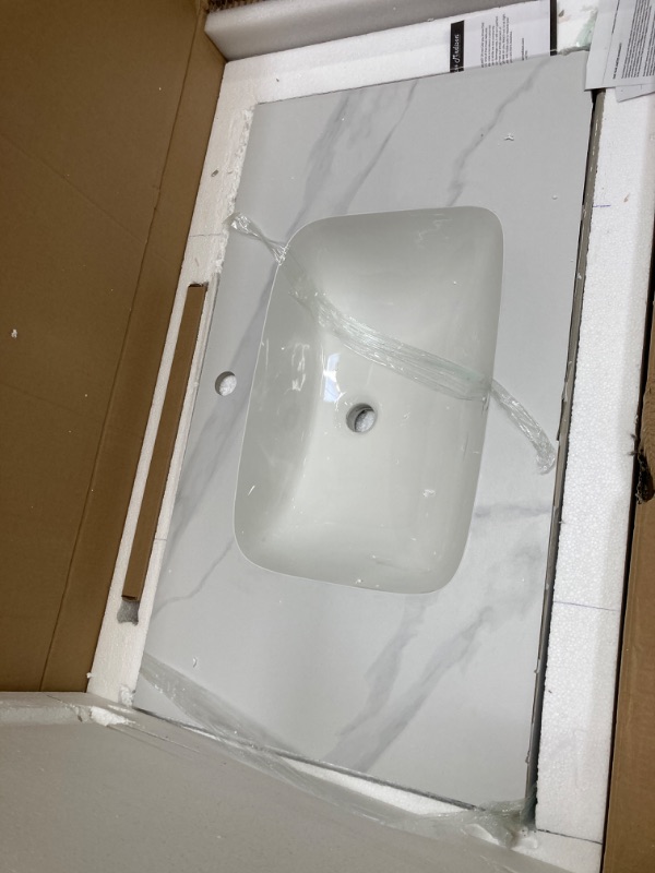 Photo 2 of Avancer 36'' Wall Mount Sink In White Marble