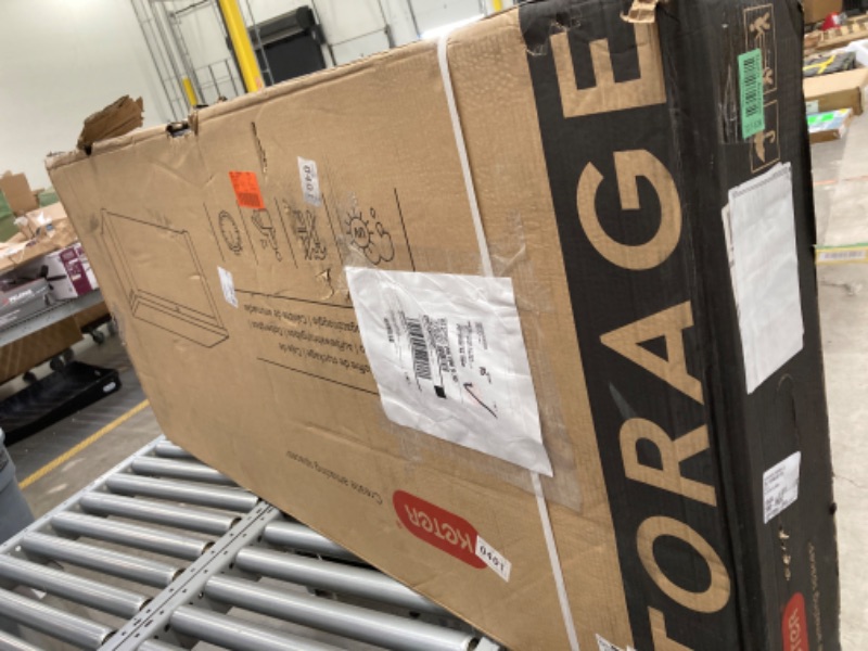 Photo 1 of 150 Gal. Large Deck Box Resin Grey for Patio Garden Furniture, Rockwood Outdoor Storage Container


