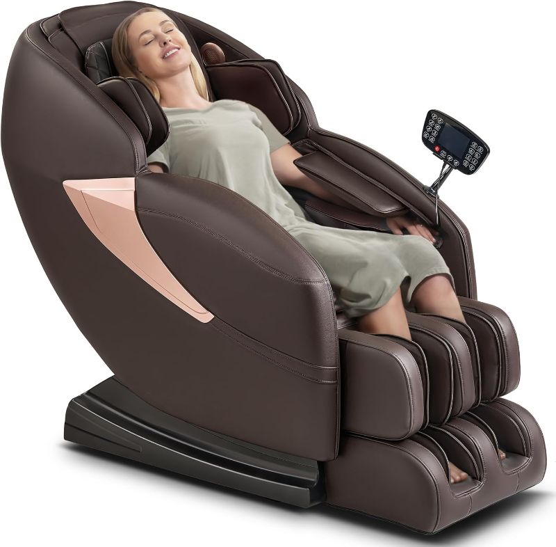 Photo 1 of 2023 Massage Chair Full Body, Shiatsu Zero Gravity Massage Chair with Fully Assembled, LCD Screen, Lower Back and Calf Heating, Air Compression, Brown, MU-C212