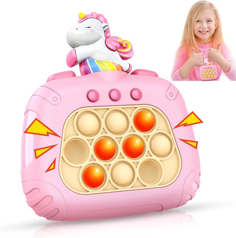 Photo 1 of ((( PHOTO FOR REFERENCE ITEM IS BLUE  ))) Unicorn Kids Fidget Game Toys: Pop Quick Push Handheld Games for Kid 4 5 6 7 8 9 10 11 12Year Old Girls Birthday Gifts Autism Sensory Toy for Girl Ages 6-8-12 Toddler Travel Toy Girls Popping Game
