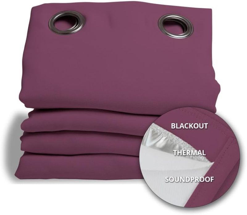 Photo 1 of 
Moondream, 3-in-1 Sound Insulation Curtain, Blackout Curtain and Thermal Insulation, Patented Technology, Cotton Effect, Grommet, 55" Width x 84" Length, Purple (Deep Purple MC119), 1 Panel
