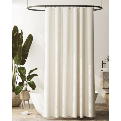 Photo 1 of 54 in. W x 78 in. H White Recycled Cotton 100% Waterproof Stall-Sized Fabric Shower Curtain Liner with Anti-Draft Clips


