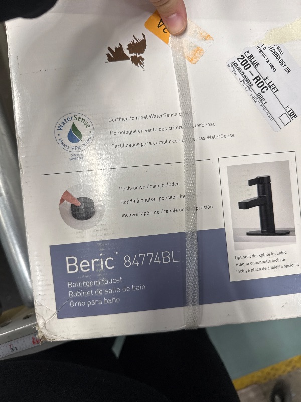 Photo 5 of (( NEVER OPENED )) Moen Beric Matte Black Modern One-Handle Single Hole Bathroom Faucet with Drain Assembly and Optional Deckplate for Your Bath Sink, 84774BL