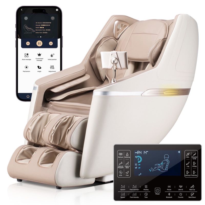 Photo 1 of 
BOSSCARE 2025 4D Zero Gravity SL Track Full Body Massage Chair Shiatsu with App, Lether, Beige