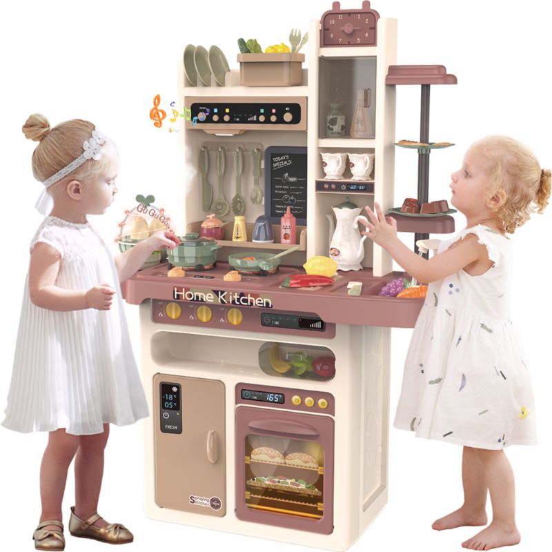 Photo 1 of 
Yexmas Play Kitchen,Kids Kitchen Playset with Real Sounds & Lights,Pretend Play Food Toys,Play Sink,Cooking Stove with Steam,Toddler Kitchen Toy Gift for Boys and Grlis(65PCS 37"H)