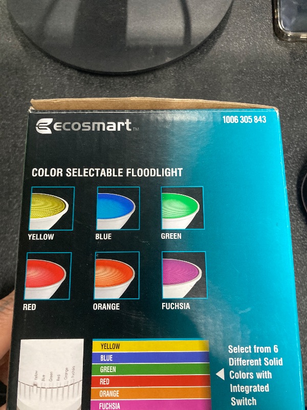 Photo 1 of EcoSmart 90-Watt Equivalent PAR38 RGB Multi-Color Non-Dimmable Flood LED Light Bulb with Selectable Color (1-Pack) EcoSmart   # G110P38CO