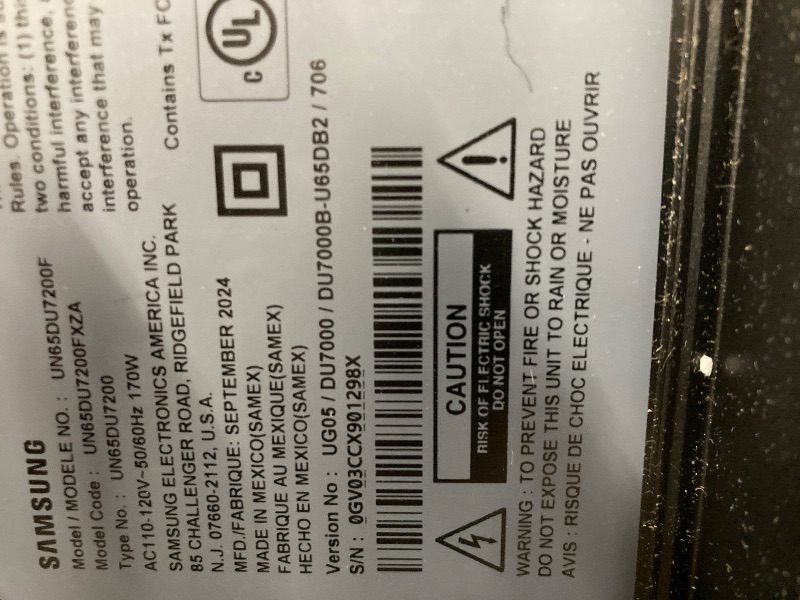 Photo 4 of ***(MISSING POWER CORD)*** CRACKED SCREEN
SAMSUNG 65-Inch Class Crystal UHD 4K DU7200 Series HDR Smart TV w/Object Tracking Sound Lite, PurColor, Motion Xcelerator, Mega Contrast, Q-Symphony (UN65DU7200, 2024 Model)