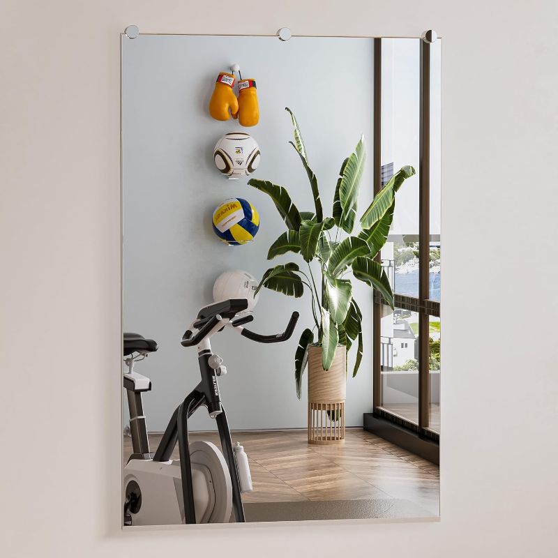 Photo 1 of 
TETOTE Home Gym Mirror 48 x 32 Workout Mirror Large Full Body Mirror for Fitness, Yoga, Dance, Wall Mounted Long Mirror for Garage, Bedroom, Bedroom, Oversized Frameless Mirror, 1 PC