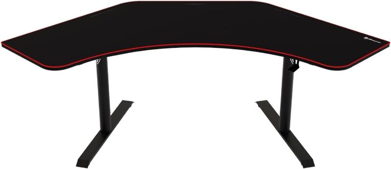 Photo 1 of Arozzi Arena Angelo L Shaped Gaming Desk, PC Gaming Desk L Shape, Height Adjustable L Shaped Standing Desk for Home Office, Computer Desk with Full Coverage Mouse Pad (Black)
