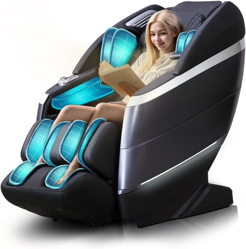 Photo 1 of ***(missing power cord)***
4D Full Body Massage Chair with Flexible 166° Track, Reading Light, 18 Massage Modes, 11 Techniques, 36 Airbags, Zero Gravity Recliner with Yoga Stretch and Foot Massage Black