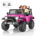 Photo 1 of FUNTOK 12V 7AH 2 Seater Electric Ride on Truck, Kids Battery Powered Ride Toy, Motorized Car for Toddlers w/ Remote Control, Bluetooth, Spring Suspension, MP3 Player & LED Lights,Pink