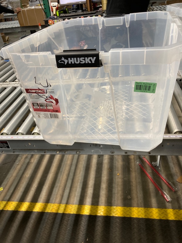 Photo 3 of ***(no lid)***
27 Gal. Pro Grip Storage Tote in Clear with Red Lid