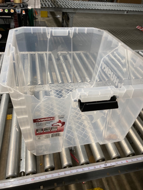 Photo 2 of ***(no lid)***
27 Gal. Pro Grip Storage Tote in Clear with Red Lid