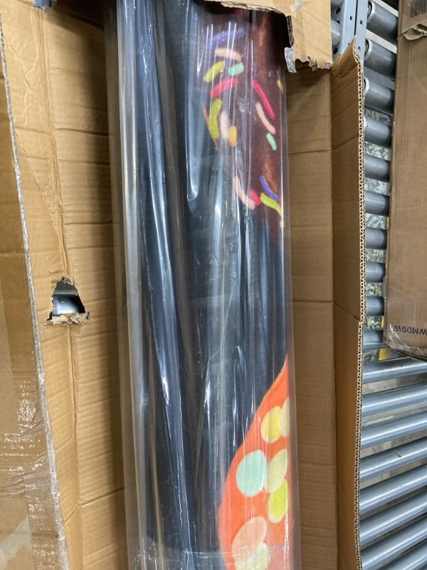 Photo 1 of Booooom Jackson Classroom Rug Colorful Seating Classroom Carpet Elementary 24 Seats, Preshool Rug for School, Black Class Rug Classroom Area Rug Educational Rug (7.5 x 13 ft, BC010-DonutsBlack-Plus)