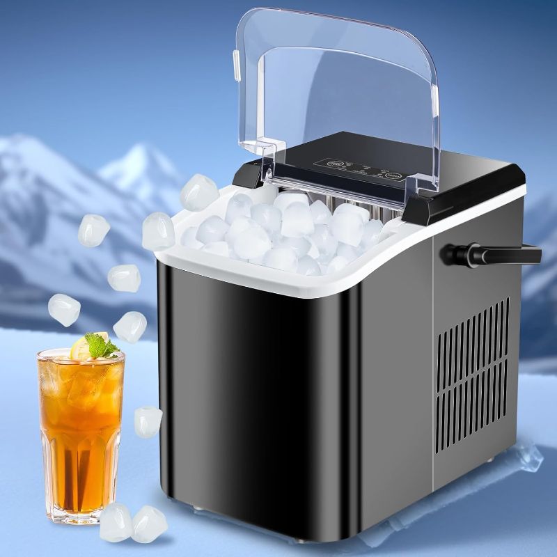 Photo 1 of Ice Makers Countertop, Portable Ice Machine with Carry Handle, 2 Sizes of Icecube for Home Kitchen Bar Party Camping