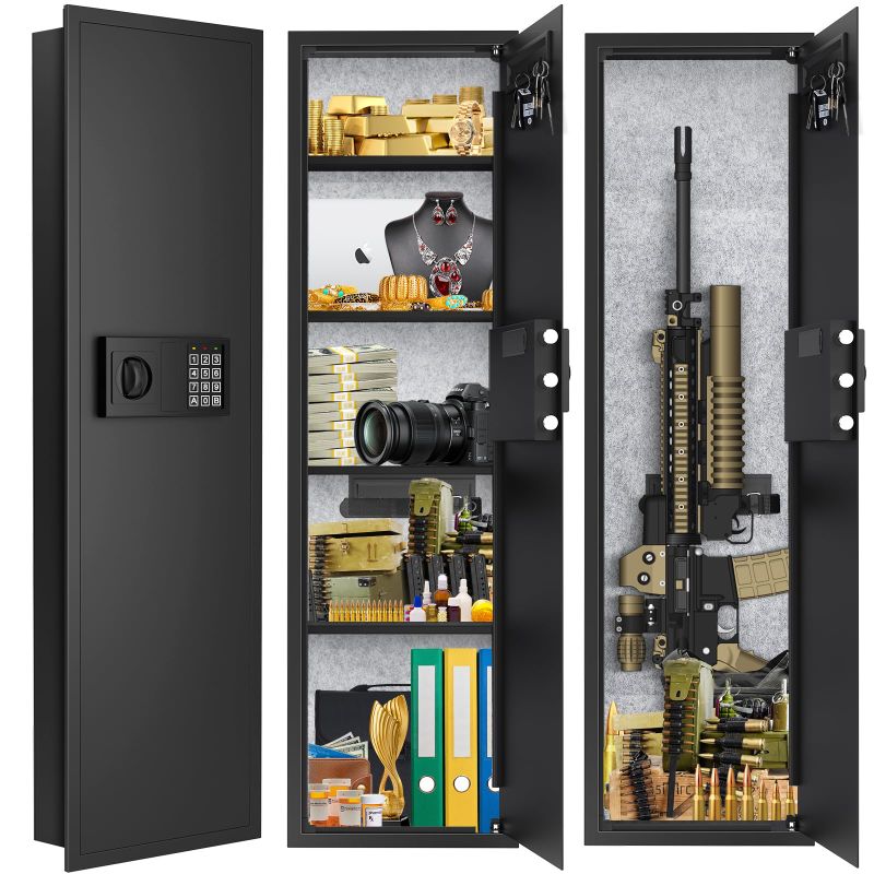 Photo 1 of 51.18" Tall Fireproof Wall Safes Between the Studs 16" Centers, Heavy Duty Combination Lock in Wall Safe with Removable Shelf, Hidden Safe for Valuables Jewelry Money Certificate