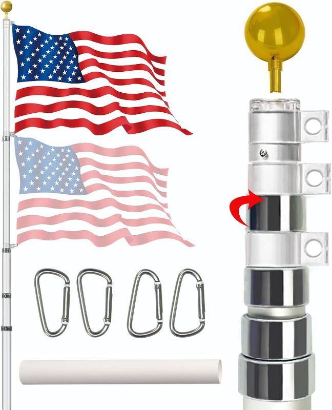 Photo 1 of 20FT Telescopic Flag Pole Kit for Outdoor in Ground