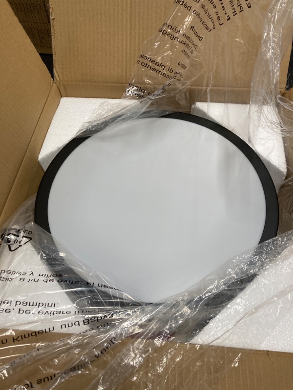 Photo 1 of LED Flush Mount Ceiling Light, 15 inch, 24W Dimmable 3000K 4000K 5000K Matte Black Modern Round Ceiling Light Fixture for Kitchen, Hallway, Bathroom, Stairwell, LMS-054