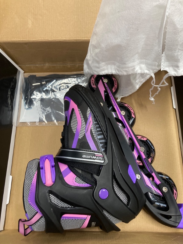 Photo 2 of ** ONLY ONE SKATE ** Sowume Adjustable Inline Skates for Girls and Boys, Roller skates with All Light Up Wheels, Patines para mujer for Kids and Adults, Men, Women XL