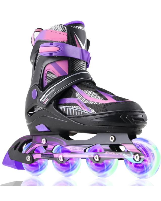 Photo 1 of ** ONLY ONE SKATE ** Sowume Adjustable Inline Skates for Girls and Boys, Roller skates with All Light Up Wheels, Patines para mujer for Kids and Adults, Men, Women XL