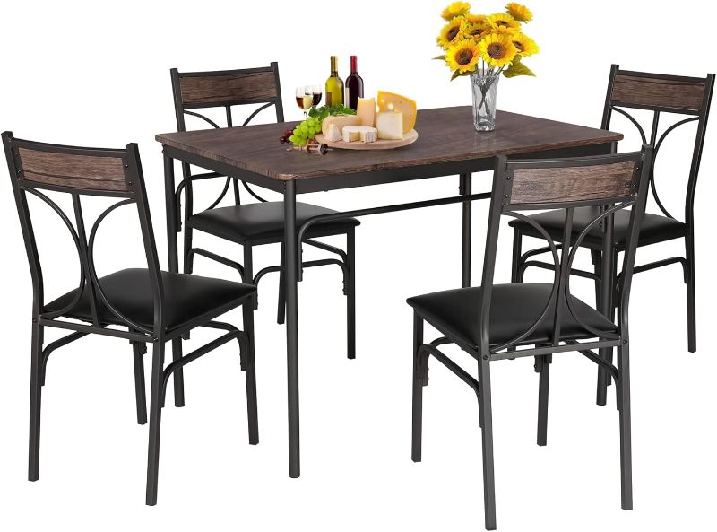 Photo 1 of 
VECELO 5 Piece Kitchen Table Set for Dining Room,Dinette,Breakfast Nook,Industrial Style, Seating for Four