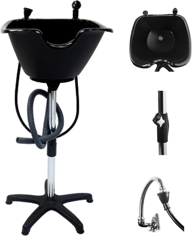 Photo 1 of Dompel Portable shampoo Bowl for Handicap & Disabled, Seniors, Hairstylist and home services, wash unit Bowl with Chrome Steel Structure, Durable & Convenient 22 L