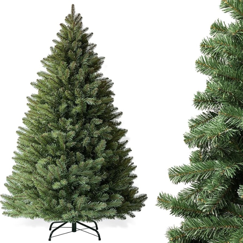 Photo 1 of 6ft Christmas Tree, Artificial Xmas Tree with 1000 Branch Tips Holiday Party Decorations 1 Minute Christmas Tree for Home Office Easy Assembly, Reusable, Metal Hinges & Foldable Base