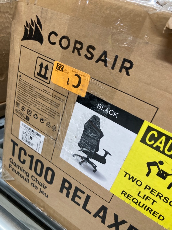 Photo 4 of ***PARTS ONLY***
Corsair TC100 Relaxed Gaming Chair - Fabric - Racing-Inspired Design - Lumbar Pillow - Detachable Memory Foam Neck Pillow - Adjustable Seat Height - Adjustable Armrests - Black