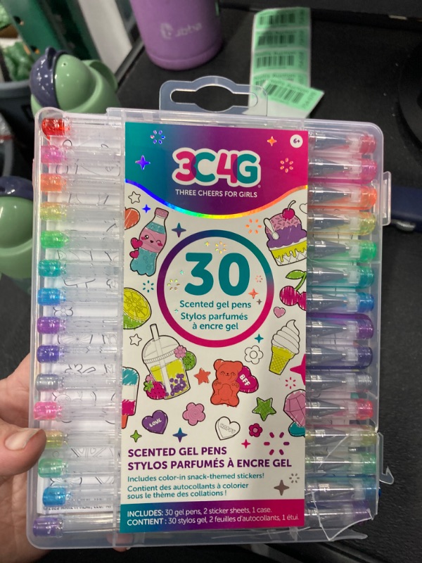 Photo 2 of 3C4G: 30 Scented Gel Pens - w/ 2 Color-in Snack Themed Sticker Sheets, 30 Different Vibrant Colors, Writing & Drawing, Three Cheers for Girls, Ages 6+