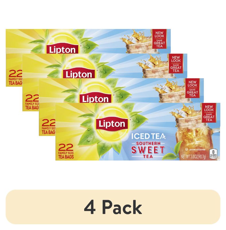 Photo 1 of (4 pack) Lipton Family Sized Iced Southern Sweet Black Tea, Caffeinated, Tea Bags 22 Count
Best By: 11/17/24
