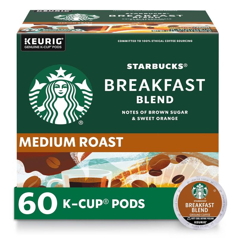 Photo 1 of  Starbucks K-Cup Coffee Pods, Medium Roast Coffee, Breakfast Blend for Keurig Brewers, 100% Arabica, 6 boxes (60 pods total) BEST BY 12 JUL 2025