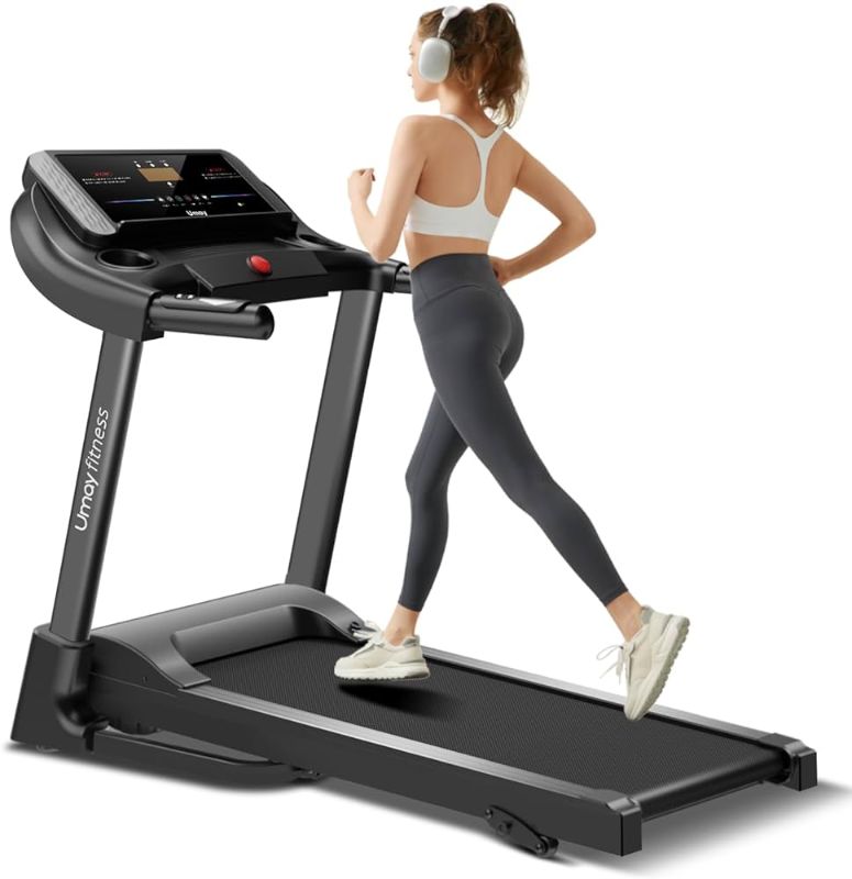 Photo 1 of  UMAY Fitness Home Auto-Folding Incline Treadmill with Pulse Sensors, 3.0 HP Quiet Brushless, 8.7 MPH, 300 lbs Capacity, Classic Dark 