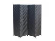 Photo 1 of  Room Divider Wood Screen 4 Panel Wood Mesh Woven Design Room Screen Divider Folding Portable Partition Screen Screen Wood for Home Office (Black) 