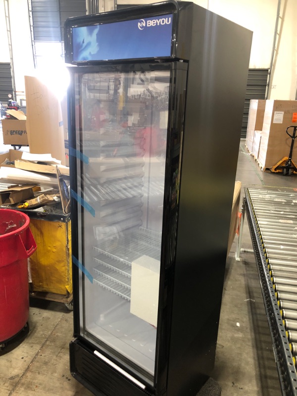 Photo 2 of  BEYOU Commercial Display Refrigerator, 13.3 cu. Ft Upright Beverage Merchandiser with single Glass Door, Drink Cooler for Living Room,Bar,Garage?Black? 