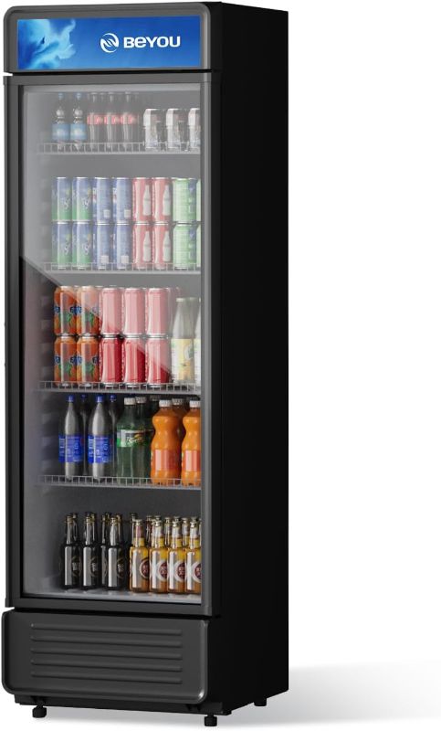 Photo 1 of  BEYOU Commercial Display Refrigerator, 13.3 cu. Ft Upright Beverage Merchandiser with single Glass Door, Drink Cooler for Living Room,Bar,Garage?Black? 