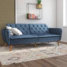 Photo 1 of  Tallulah Memory Foam Blue Velvet Futon 