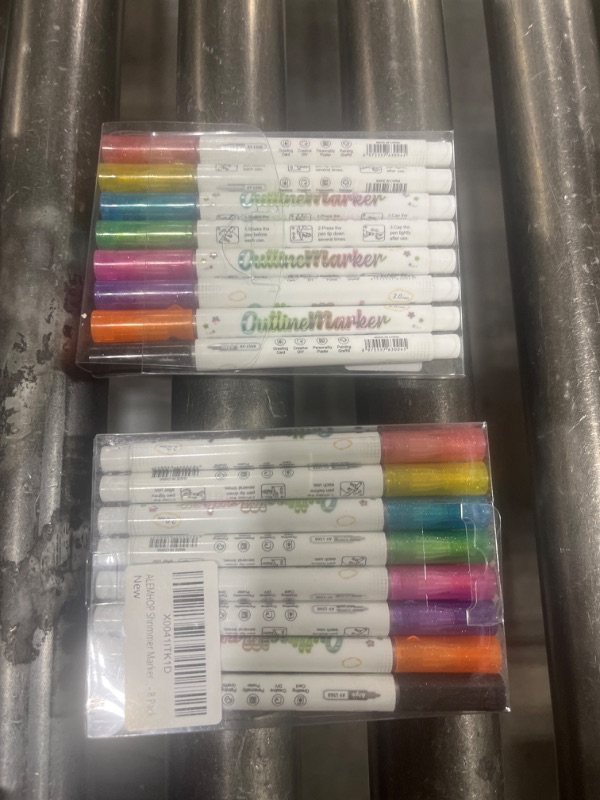 Photo 2 of ALEMHOP Shimmer Markers Outline Pens - Glitter Pens for Christmas Card Writing, Metallic Double Line Markers for Girls Ages 8-12, Drawing Kit Fun Pens for Girls 4-12, Art & Craft Supplies for Teens ---- 2 PACKS