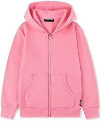 Photo 1 of ALWAYSONE Kids Soft Fleece Casual Sweatshirt Zip up Hooded Sports Jacket with Pocket Boys Girls Athletic Hoodie 3-12 Years (pink-xs)