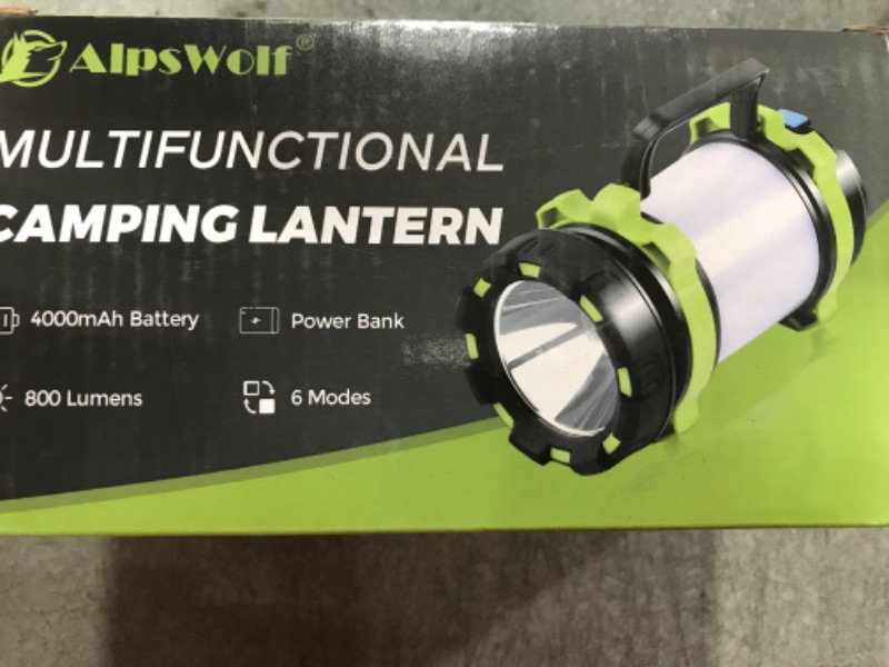 Photo 2 of Camping Lantern Rechargeable, Alpswolf Led Lantern Camping Flashlight with 4000 Capacity Power Bank, 6 Modes, IPX4 Waterproof, Portable Rechargeable Lanterns for Power Outage, Hiking Hurricane Outdoor