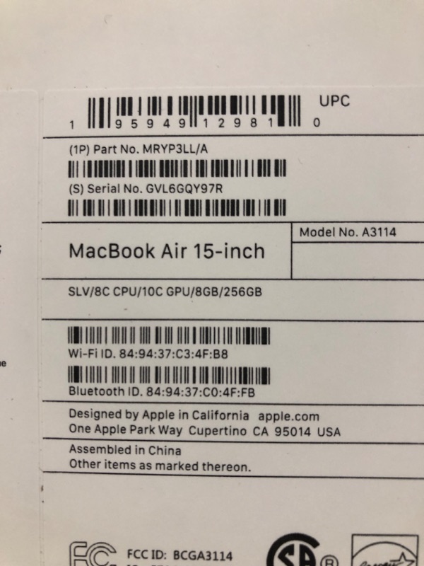 Photo 7 of Apple 2024 MacBook Air 15-inch Laptop with M3 chip: Built for Apple Intelligence, 15.3-inch Liquid Retina Display, 8GB Unified Memory, 256GB SSD Storage, Backlit Keyboard, Touch ID; Silver